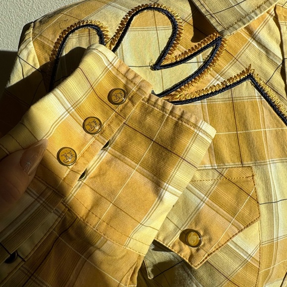 Cruel Girl Yellow Plaid Button Down Shirt - Picture 6 of 7